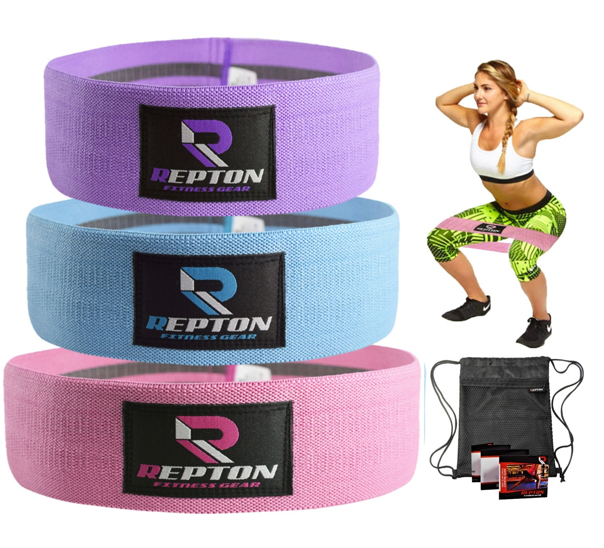 Set Of 3 Resistance Bands HIP CIRCLE Glute Leg Squat Exercise Strength  Booty Band NonSlip